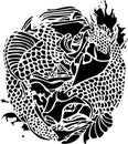 Fish Vector Stencil, Black and White Royalty Free Stock Photo